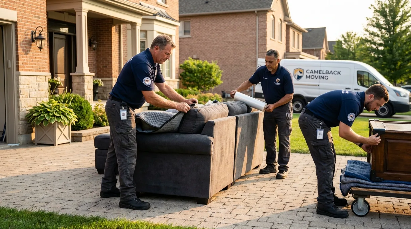 Large estate moving crew wrapping furniture in Springfield, GA